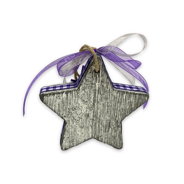 Wooden Purple Gingham Ornament
