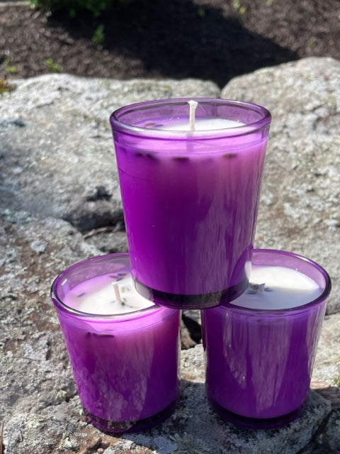 Lavender Votive Glass Candle – Lavender Pond Farm