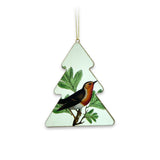 White Ornament with Robin on Branch